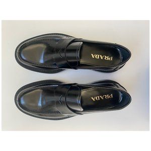 Men's Prada Black Patent Leather Penny Loafer Size 8.5